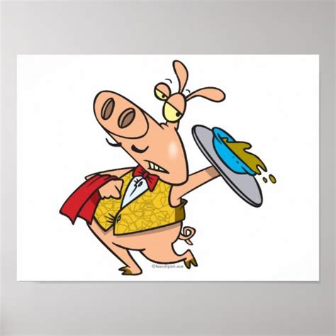 serving pig slop waiter cartoon print | Zazzle