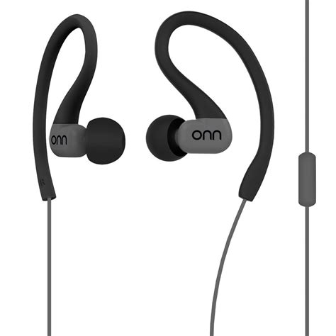 onn. Water-Resistant Sport Earbud Headphones, Black/Grey - Walmart.com - Walmart.com