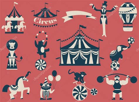 Vintage circus collection with carnival Stock Vector Image by ©Y ...