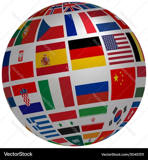 3d globe from flags countries world Royalty Free Vector