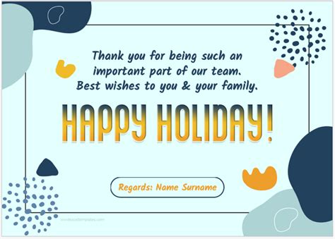 Happy Holiday Cards for Employees | Download Edit & Print