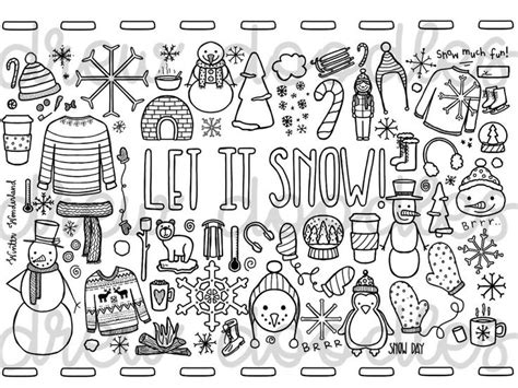 Let it Snow Coloring Page- Instant Download | Let it snow, Coloring pages, Digital clip art set