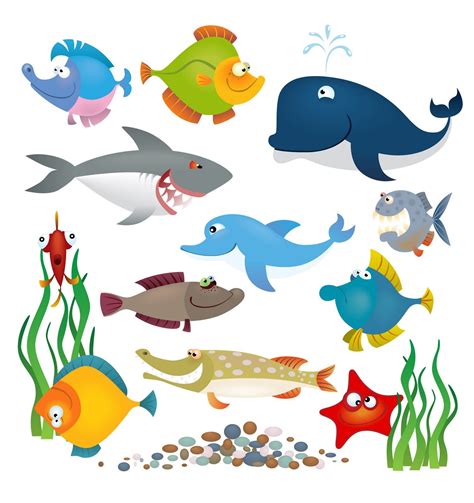 Cartoon Sea Creatures - Set Of Cartoon Sea Creatures Stock Photos ...