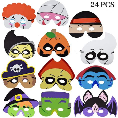 JOYIN 24 Pieces Halloween Foam Mask for Kids Halloween Party Favors, Halloween Crafts Supplies ...