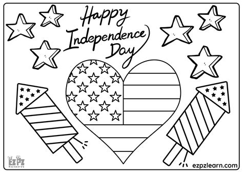 4th of July Independence Day Coloring Page 3 - Ezpzlearn.com