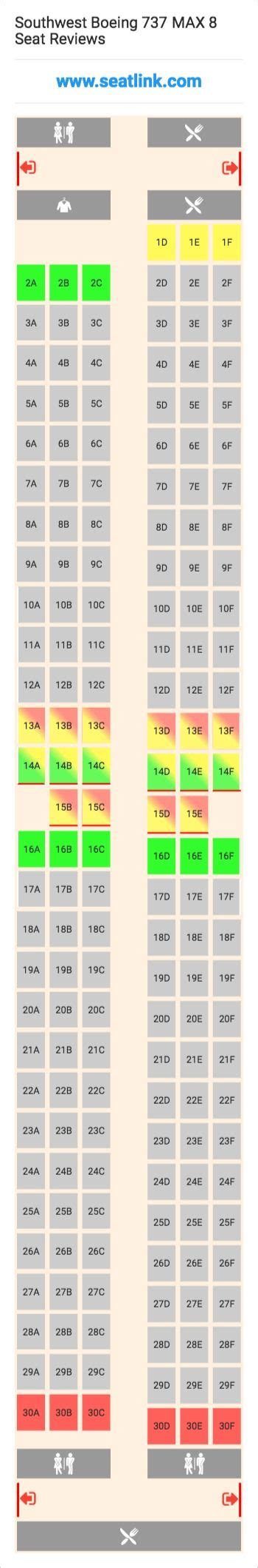 Southwest Boeing 737 MAX 8 (7M8) Seat Map | Airlines, Alaska airlines, Delta airlines