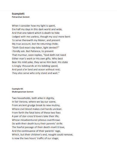 Sonnet - 11+ Examples, Format, How to Write, PDF