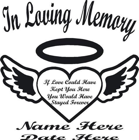 In Loving Memory Heart & Wings Window Decal Sticker Wall Art Personalized Free | eBay