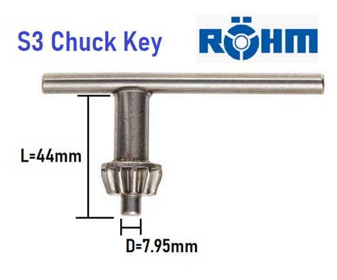 S3 Drill Chuck Key Rohm 25835 - engineeringsupplies.co.uk