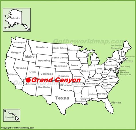 Grand Canyon location on the U.S. Map - Ontheworldmap.com