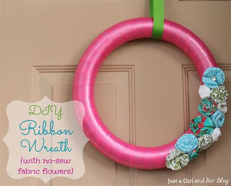 DIY Ribbon Wreath with No-Sew Fabric Flowers