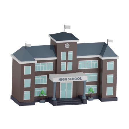 School Building 3D Icon download in PNG, OBJ or Blend format