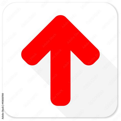 up arrow red flat icon with long shadow on white background Stock ...