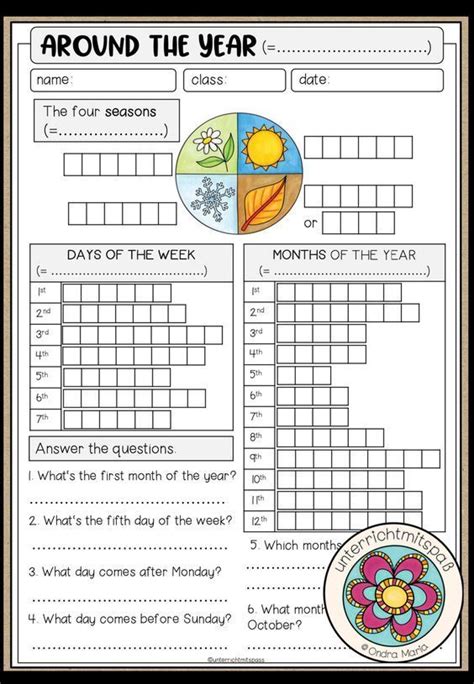 This is a fun ESL worksheet to practice the months, days of the week ...