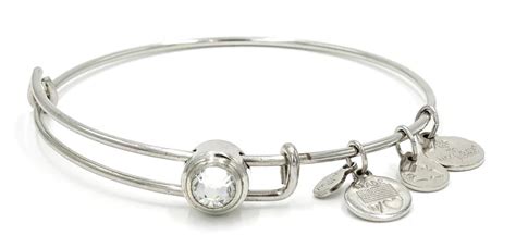 Alex And Ani Clear April Birthstone Bracelet Silver