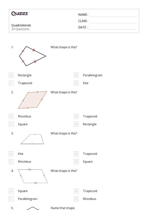 50+ Quadrilaterals worksheets for 5th Grade on Quizizz | Free & Printable