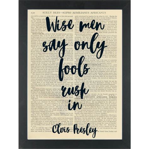 Elvis lyrics Wise me say only fools rush in Dictionary Art Print | PAGE TURNER