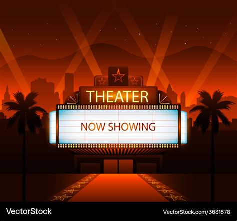 Now showing theater movie banner sign Royalty Free Vector