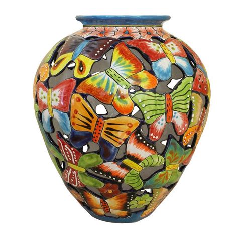 Talavera Jars & Vases Collection - Talavera Vase w/ Butterflies - TGJ200