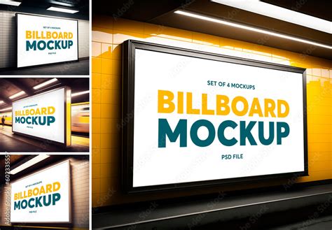 Billboard advertising mockup set with Generative AI Stock Template ...