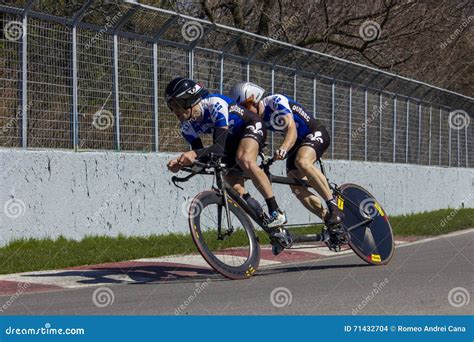 Tandem Cyclists Practicing on Racetrack Editorial Stock Image - Image ...