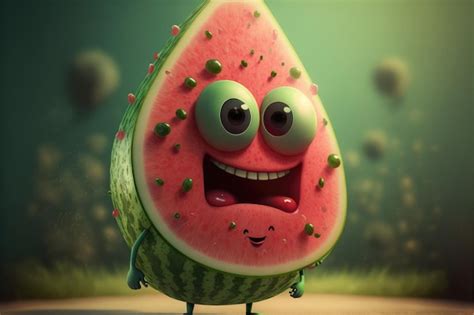 Premium AI Image | A watermelon with a smiling face and a smiling face.