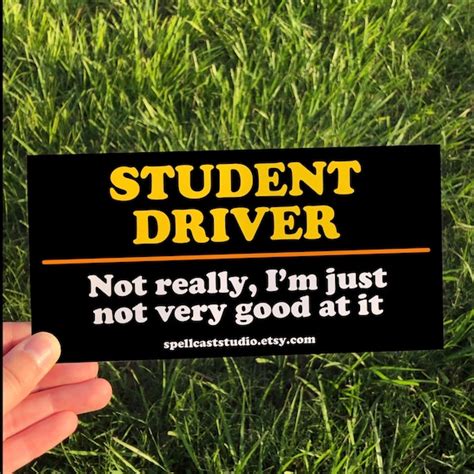 Student Driver Funny Ironic Bumper Sticker for Gen Z Gift for | Etsy