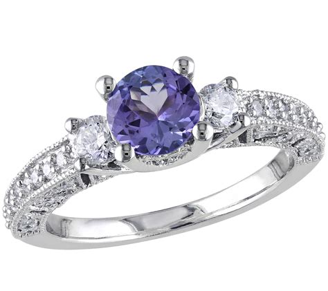 Tanzanite & Diamond Ring, 14K White Gold - Page 1 — QVC.com