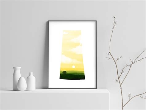 Saskatchewan Landscape Art Print Hand Drawn Print, Landscape Silhouette ...