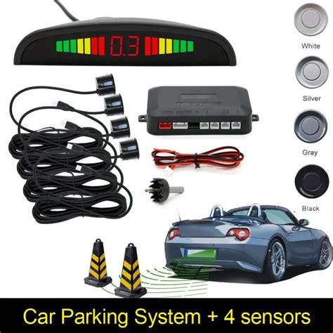 Car Auto Parktronic LED Parking Sensor With 4 Sensors Reverse Backup Car Parking Radar Monitor ...