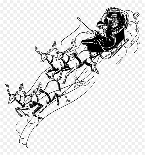 Sledding Drawing Christmas Sleigh - Drawing Santa Claus Sled, HD Png Download - vhv