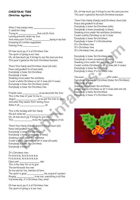 Christmas song by Christina Aguilera - ESL worksheet by sandraloureiro