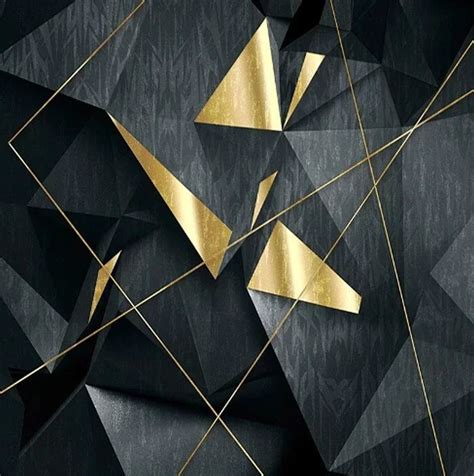 Stylish Black and Gold Geometric Lines and Shapes Wallpaper Mural | Gold geometric wallpaper ...