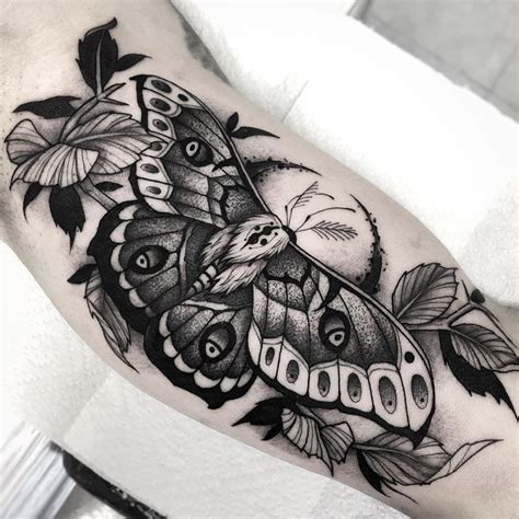 Traditional Moth Tattoo Black And Grey