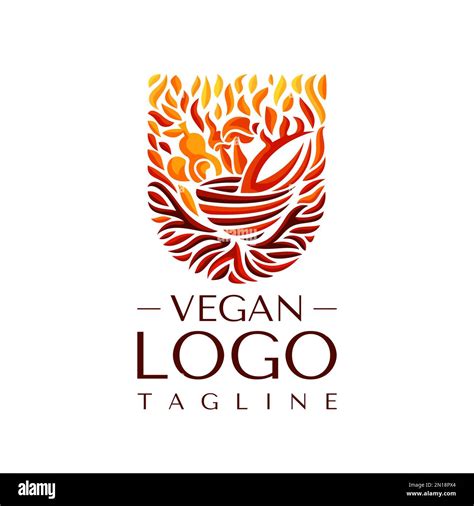 Hot vegan meal logo design template. Fire vegan food logo graphic ...