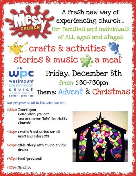 Poster - Messy Church Christmas 2017 - Westmount Presbyterian Church