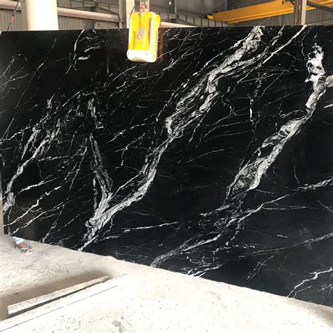 Indian Black marine marble deep black and white veins over its surface ...