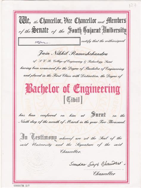 Bachelor of Engineering Certificate | PDF | Mechanical Engineering | Science And Technology