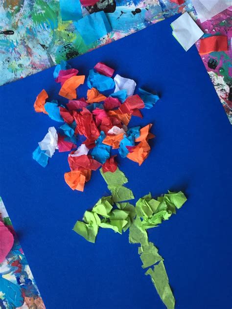 Mini Monets and Mommies: Kids' Tissue Paper Collage Made Easy with Double-Sided Tape!