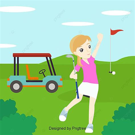 Womens Golf Playing Elements, Golf Clipart, Female, Hand Drawn PNG and Vector with Transparent ...