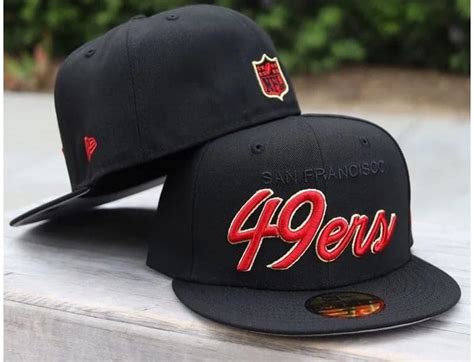 San Francisco 49ers Script Black Red Gold 59Fifty Fitted Hat by NFL x ...