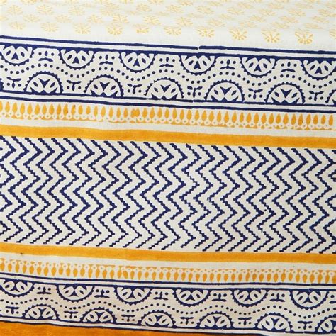 India Yellow Blue Motif Sanganer Block Print Cotton 90 X - Etsy