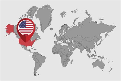 Pin map with USA flag on world map.Vector illustration. 10419892 Vector ...