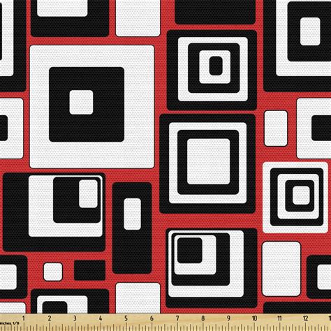 Abstract Fabric by The Yard, Minimalist Geometric Retro Rectangle Forms Nostalgia Art Print ...