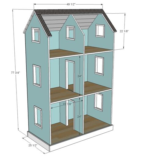 Printable Diy Dollhouse Plans, Wooden dollhouse plan with free printable dollhouse furniture.