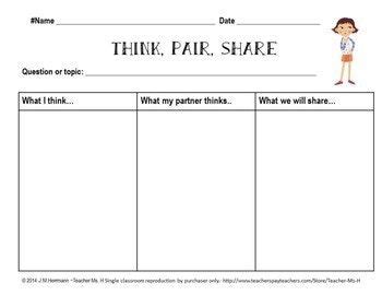 Think, Pair, Share Graphic Organizer | Think pair share, Teaching ...