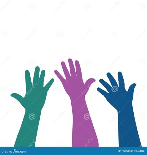 Colorful Three Hands Up, Silhouette Vector Stock Vector - Illustration ...