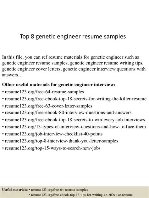 Top 8 genetic engineer resume samples