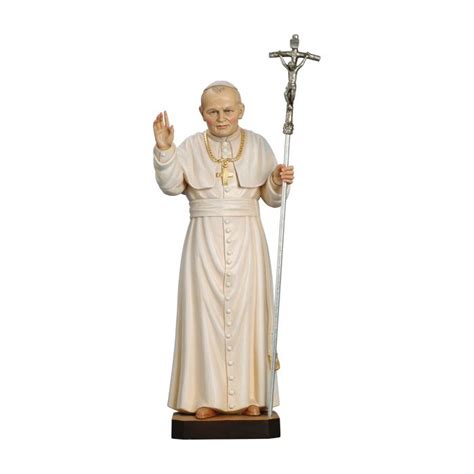 Pope John Paul II Mini Wood Carved Statue | Leaflet Missal