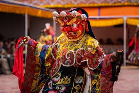 Monk Performing a Ritual Dance in Takthok Monastery, Ladakh Stock Photo - Image of monks ...